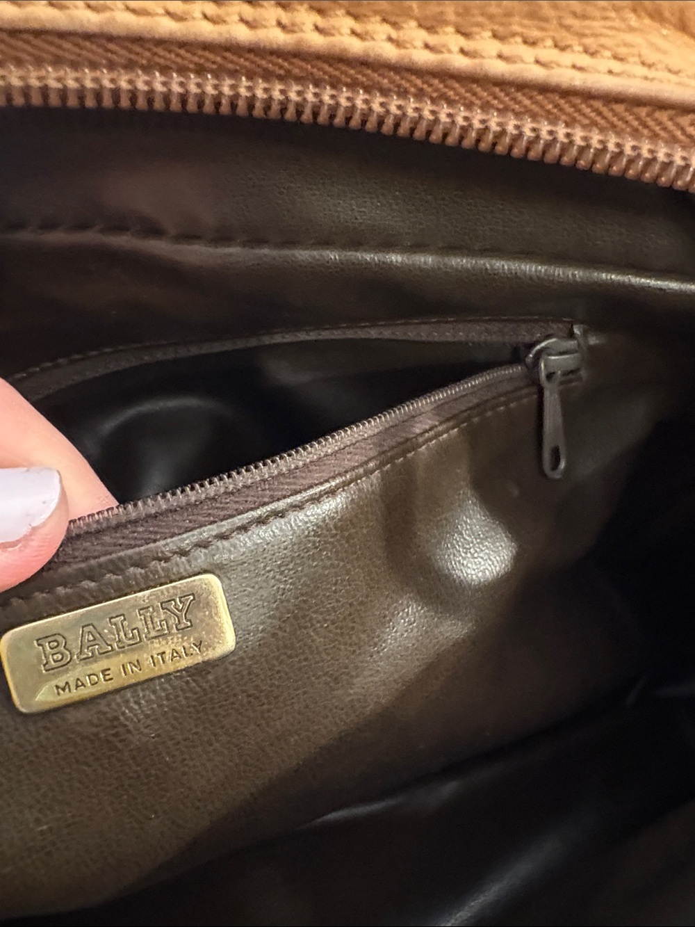 Bally Distressed Leather Crossbody in Tan - Picture 6 of 12